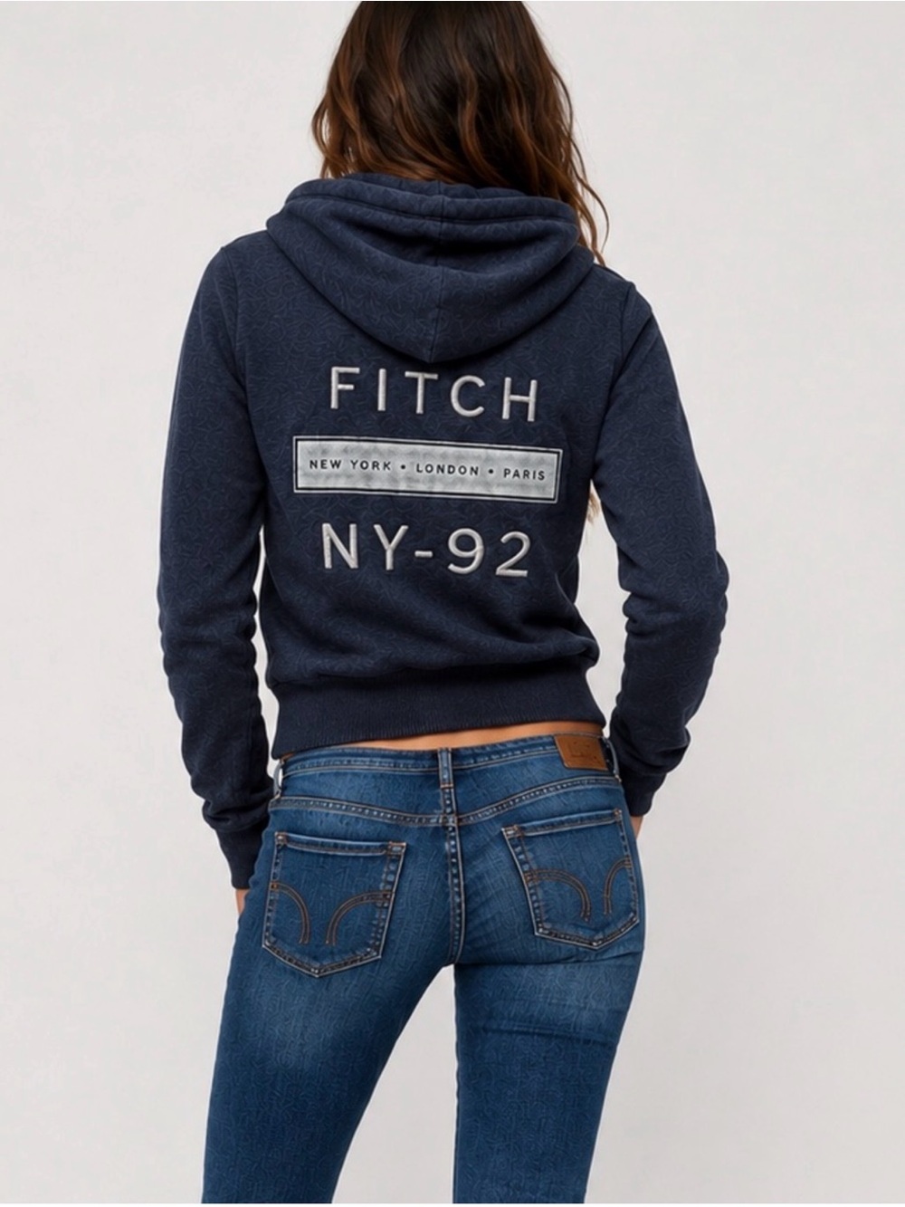 Vintage Y2K Abercrombie & Fitch AF 92 Embroidered Zip Blue Hoodie M